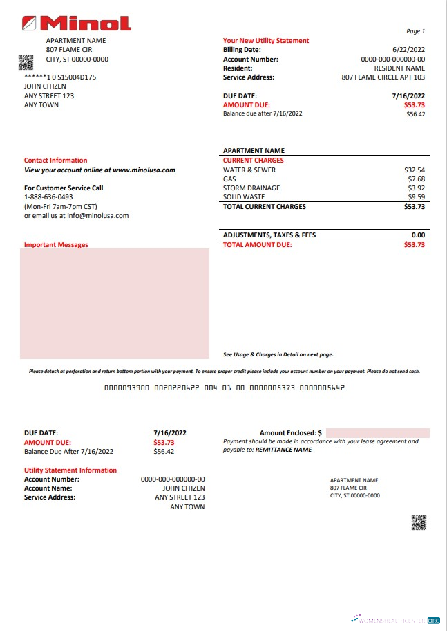 download download USA Texas Minol utility bill template in Word and PDF format PDF template PDF template